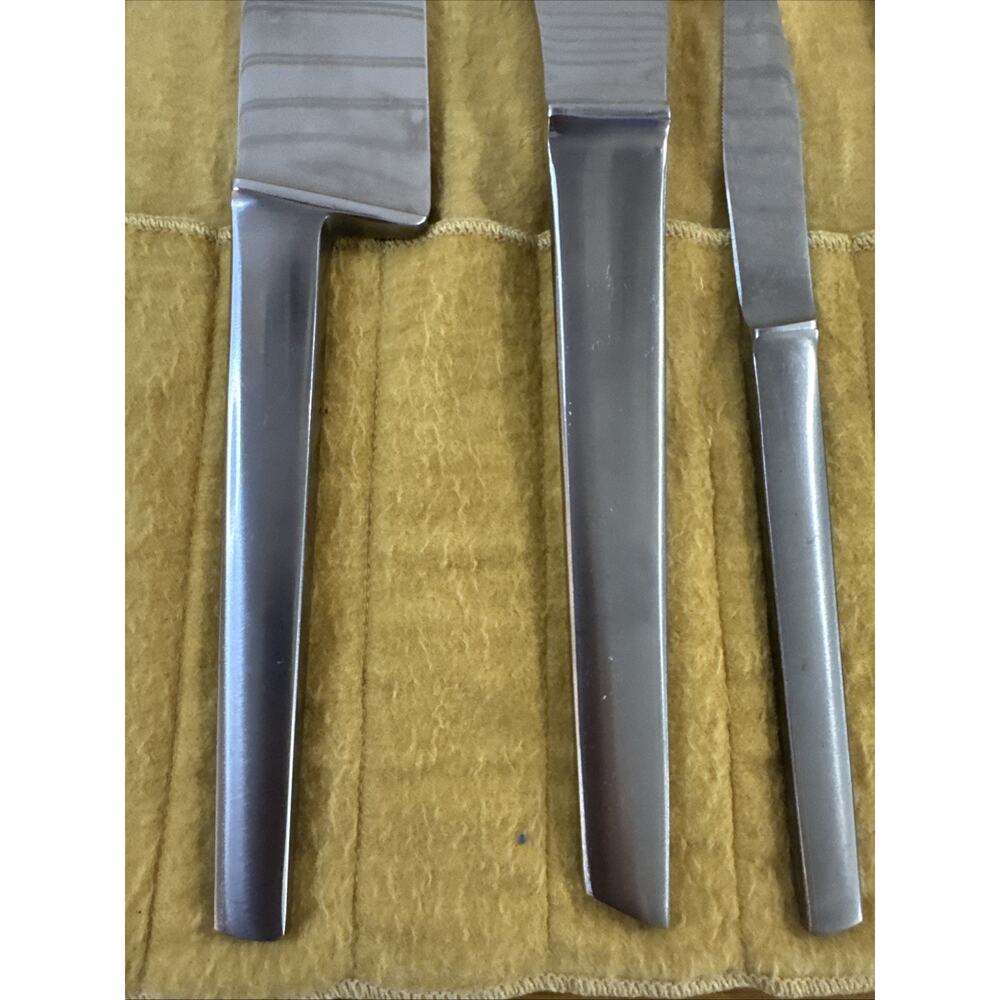 Vintage Arthur Salm Capri Italy Stainless Steel 9pc Carving Serving Set & Roll - Picture 3 of 11